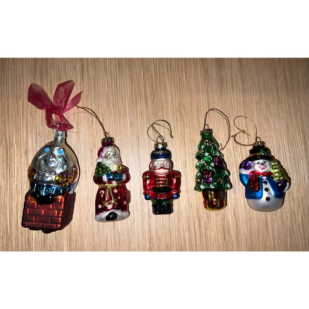 Mixed Lot of Vintage Blown Glass Ornaments Humpty Santa Soldier Snowman German